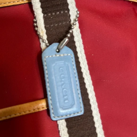 Authentic Coach Red Nylon Weekend Tote Bag - Picture 9 of 15
